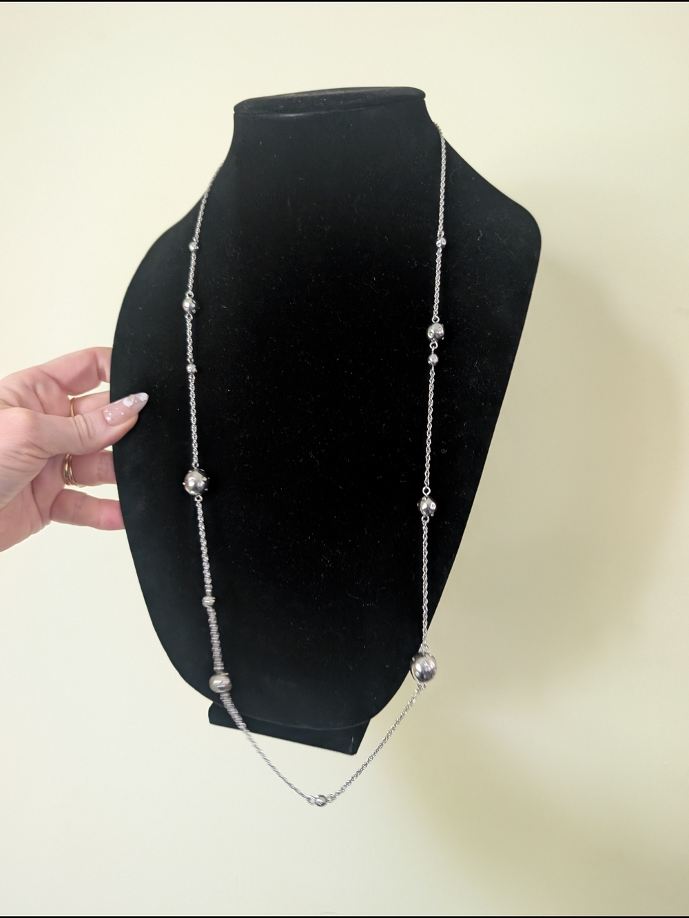 Banana Republic Silver-Tone Bead Long Necklace - Picture 2 of 9